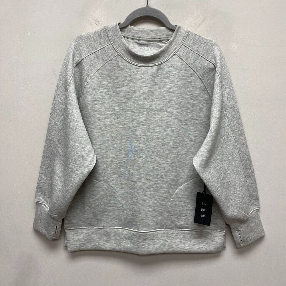 YPB Abercrombie & Fitch Womens Gray Crew Neck Thumbhole NeoKnit Sweatshirt M